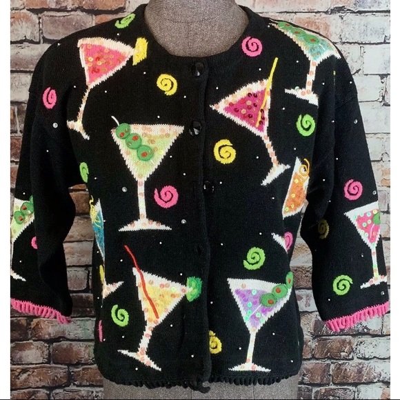 Jane’s Closet Sweaters - GNO HAPPY HOUR CHUNKY Martini Cardigan Sweater